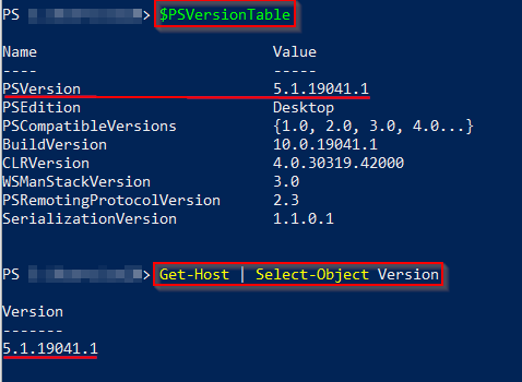 Versao do Powershell